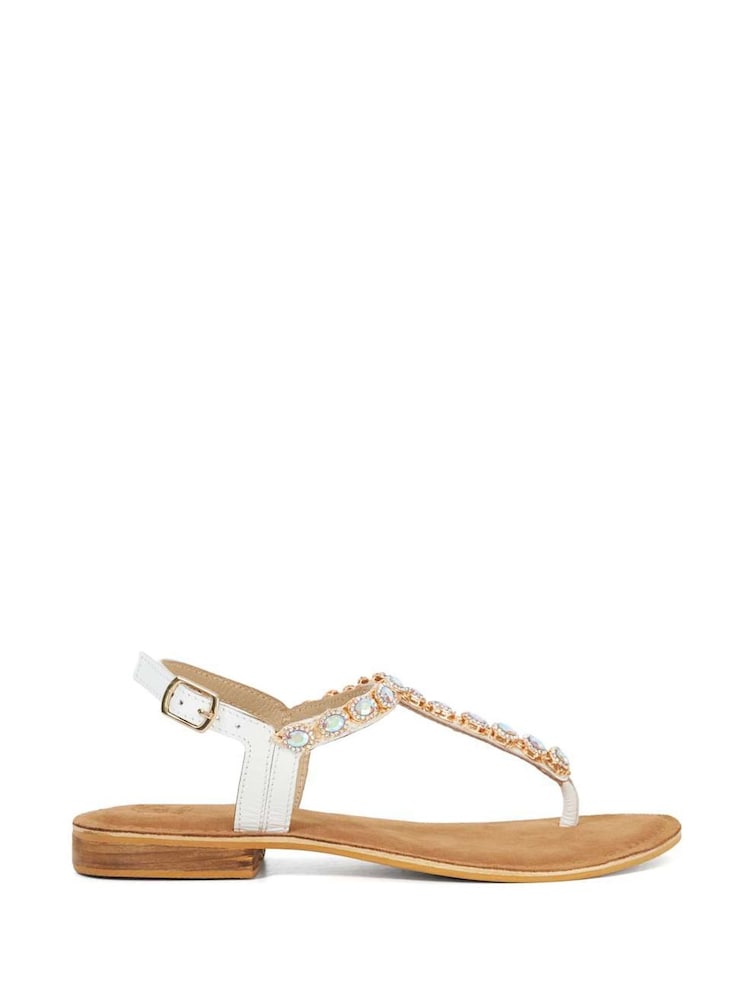 Dune London Cream Larvo Jewel Toe Post Sandals - Image 1 of 5