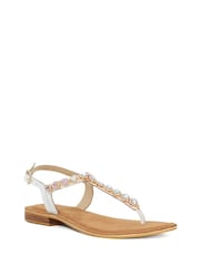 Dune London Cream Larvo Jewel Toe Post Sandals - Image 2 of 5