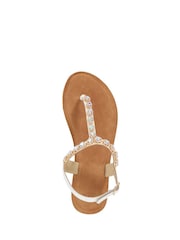 Dune London Cream Larvo Jewel Toe Post Sandals - Image 4 of 5