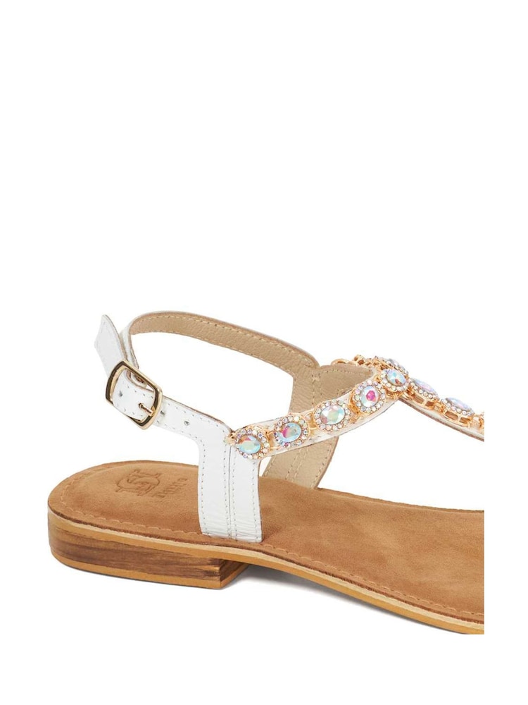 Dune London Cream Larvo Jewel Toe Post Sandals - Image 5 of 5