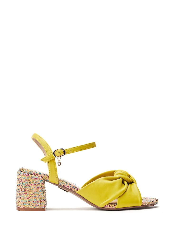 Moda in Pelle Blue Mokara Twist Knot Feature Block Heel Sandals - Image 1 of 4