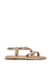 Estampado animal - Moda in Pelle Animal Print Jacaran Flat Criss Cross Sandals - Imagen 1 de 4