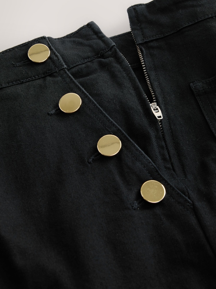 Black Gold Button Front Wide Leg Jeans - Image 2 of 3