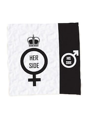 Jeray White and Black Oversized His Side and Her Side Beach Towel - Image 1 of 2
