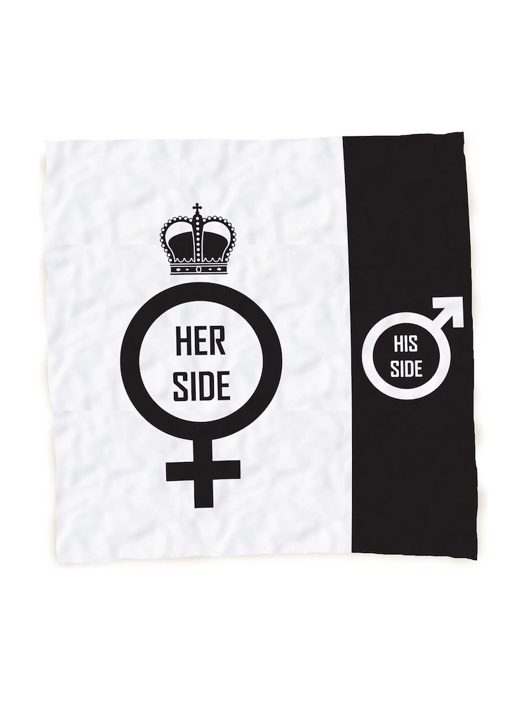 Jeray White and Black Oversized His Side and Her Side Beach Towel - Image 1 of 2