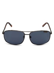 Storm Grey Metal Oblong Aviator Sunglasses - Image 1 of 2