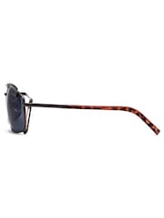 Storm Grey Metal Oblong Aviator Sunglasses - Image 2 of 2