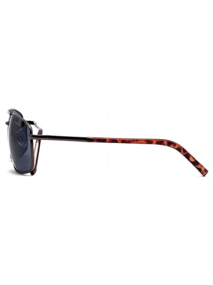 Storm Grey Metal Oblong Aviator Sunglasses - Image 2 of 2