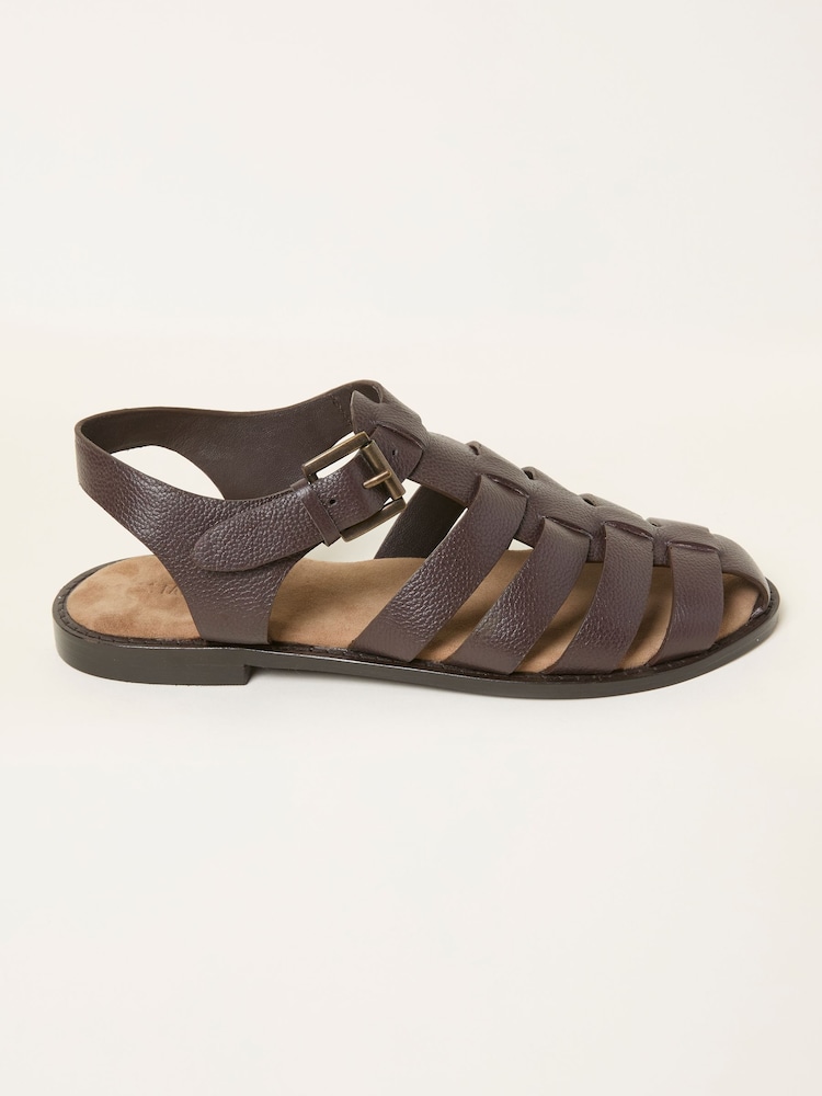 FatFace Paloma Chocolate Brown Leather Fisherman Sandal - Image 1 of 3