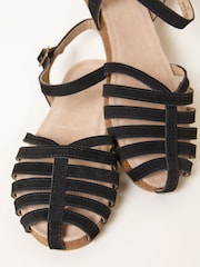 FatFace Posy Black Leather Dainty Fisherman Sandal - Image 2 of 3