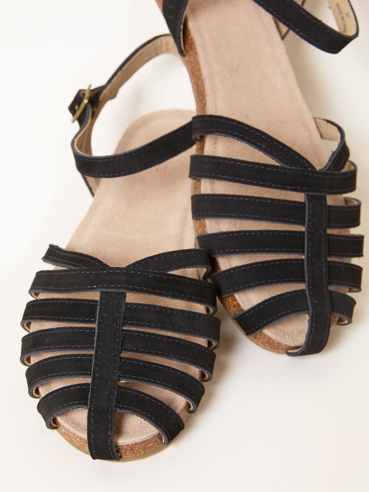 FatFace Posy Black Leather Dainty Fisherman Sandal - Image 2 of 3