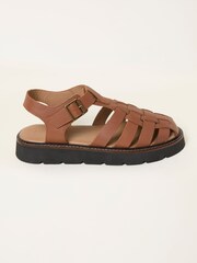 FatFace Cali Tan Brown Leather Fisherman Sandal - Image 1 of 3