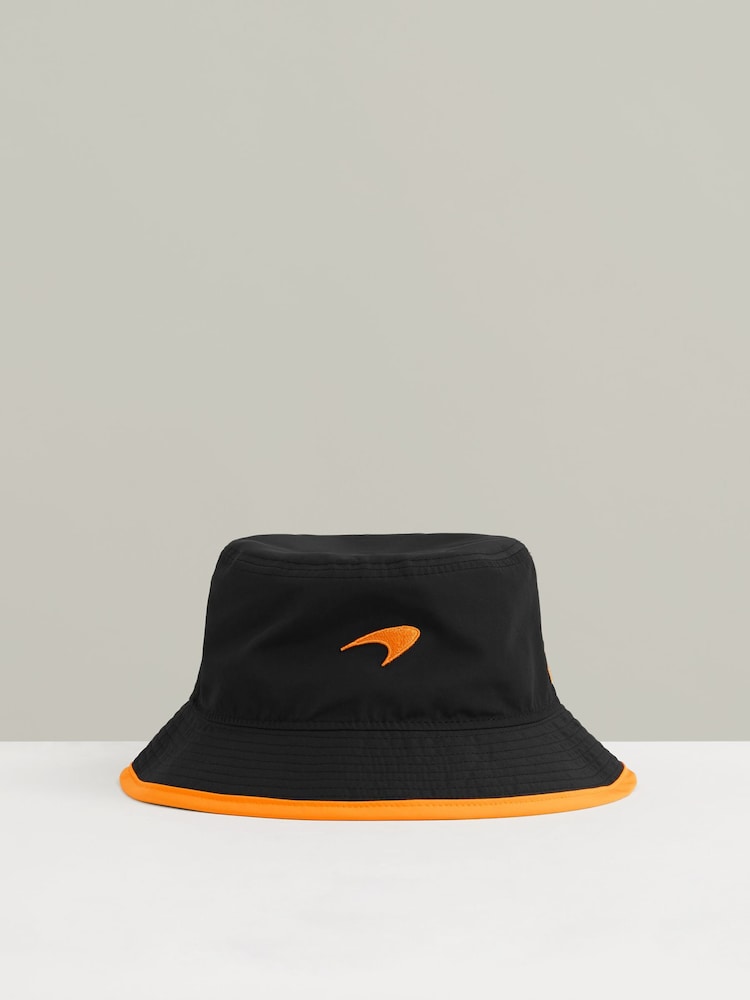 Reiss Black Fan McLaren F1 Team Speedmark Bucket Hat - Image 2 of 4 Reiss Black Fan McLaren F1 Team Speedmark Bucket Hat - Image 2 of 4