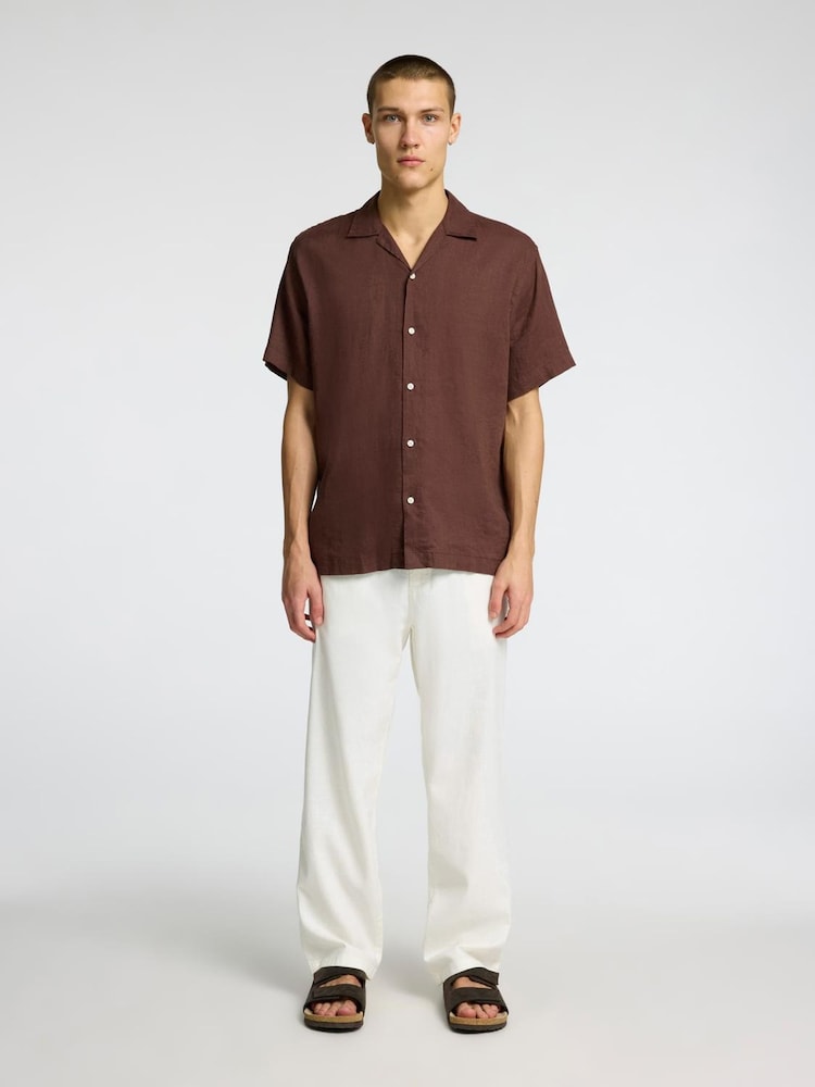 Selected Homme Loose Fit Drawstring Trousers With Linen - Imagem 1 de 4