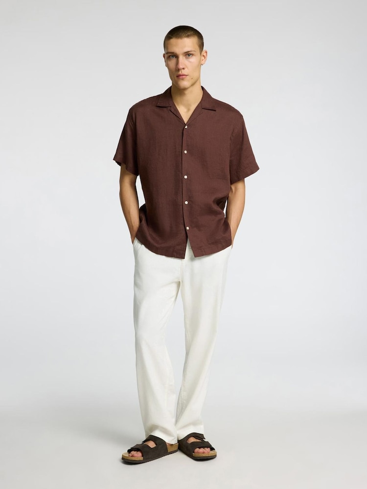 Selected Homme Loose Fit Drawstring Trousers With Linen - Imagem 4 de 4