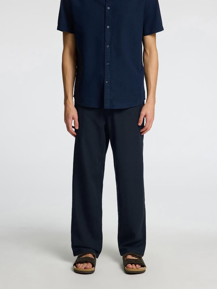 Selected Homme Loose Fit Drawstring Trousers With Linen - Imagem 1 de 4