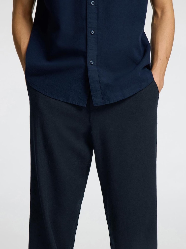 Selected Homme Loose Fit Drawstring Trousers With Linen - Imagem 2 de 4