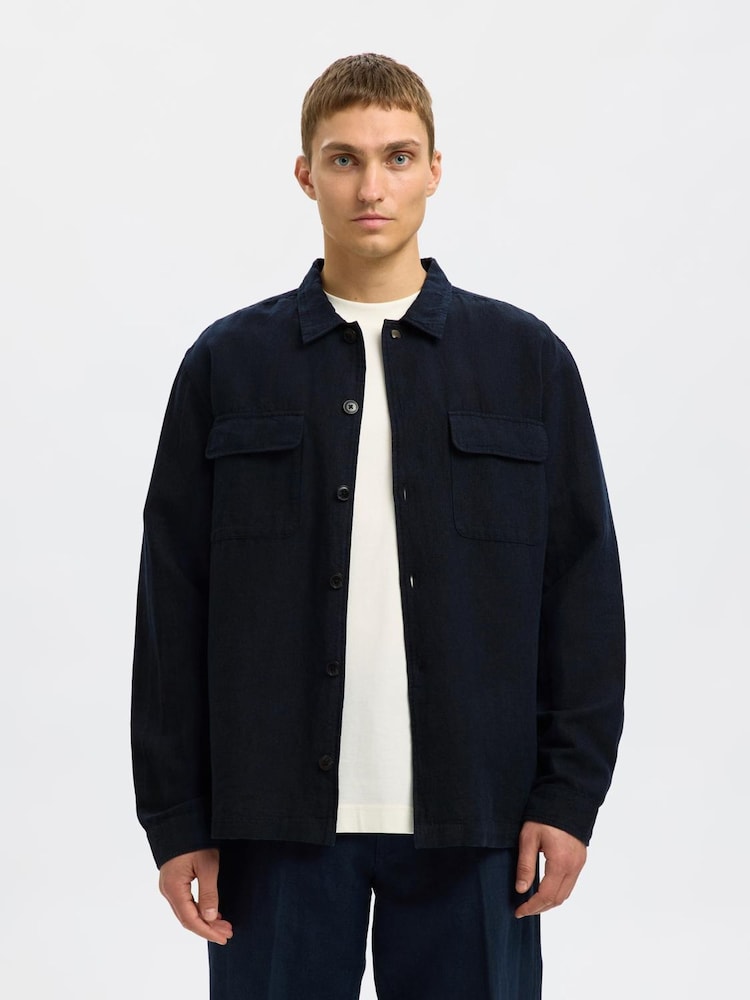 Selected Homme Long Sleeve Overshirt With Linen - Imagem 1 de 4