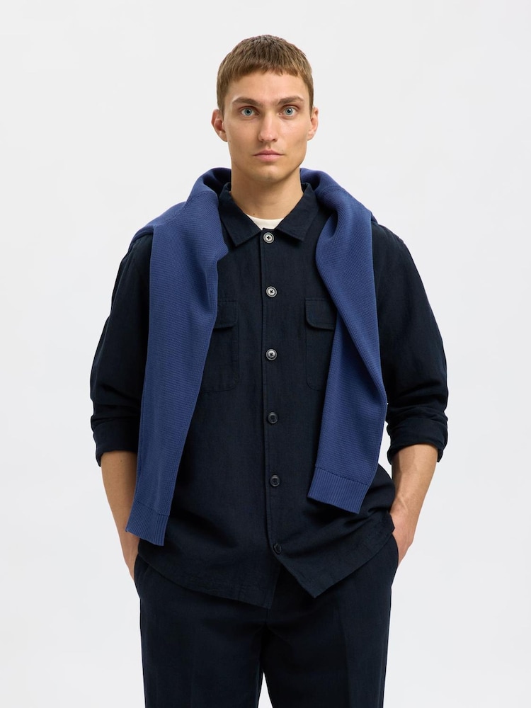 Selected Homme Long Sleeve Overshirt With Linen - Imagem 4 de 4