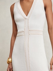 Reiss Ivory Lou Craft-Stitch Knitted Midi Dress - Image 4 of 6