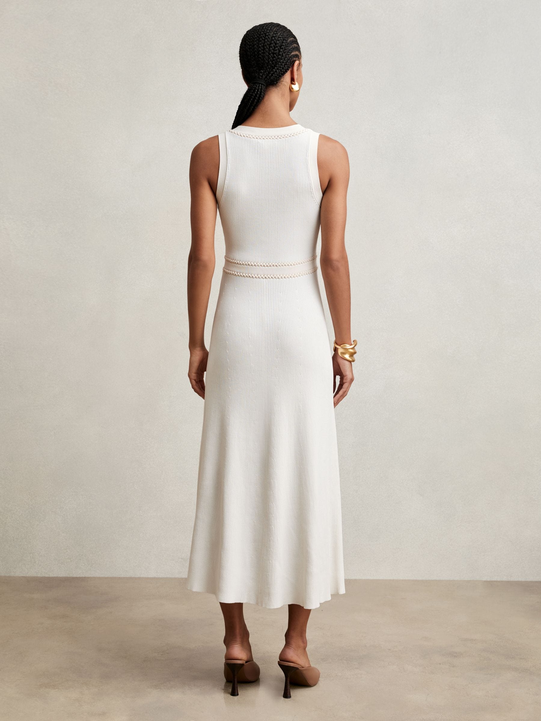 Buy Reiss Ivory Lou Craft-Stitch Knitted Midi Dress from Next USA