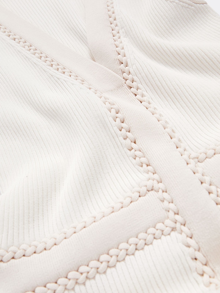 Reiss Ivory Lou Craft-Stitch Knitted Midi Dress - Image 6 of 6
