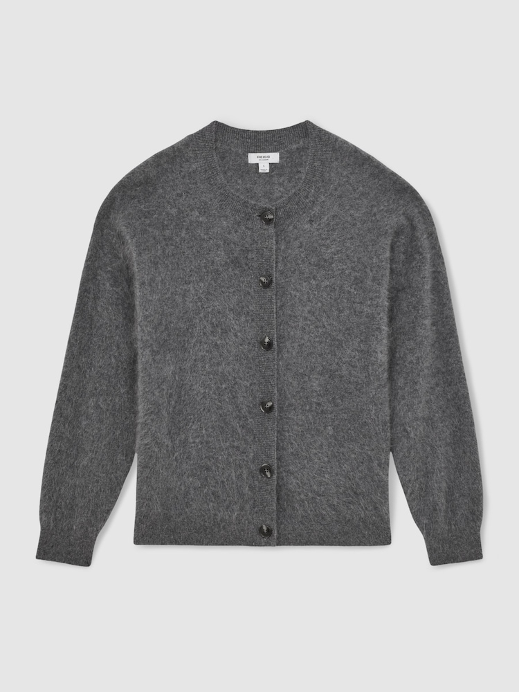Reiss Grey Mel 100% Brushed Cashmere Cardigan - Image 7 of 7 Reiss Grey Mel 100% Brushed Cashmere Cardigan - Image 7 of 7