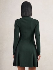 Reiss Green/Black Zadie Knitted Contrast-Panel Skater Dress - Image 5 of 7