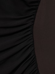 Reiss Black/Chocolate Brown Jessie Stretch-Lyocell Panel Ruched Bodysuit - Image 6 of 6