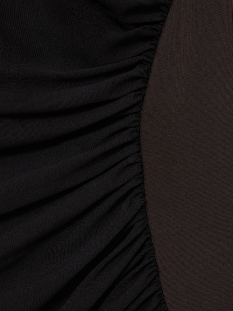 Reiss Black/Chocolate Brown Jessie Stretch-Lyocell Panel Ruched Bodysuit - Image 6 of 6