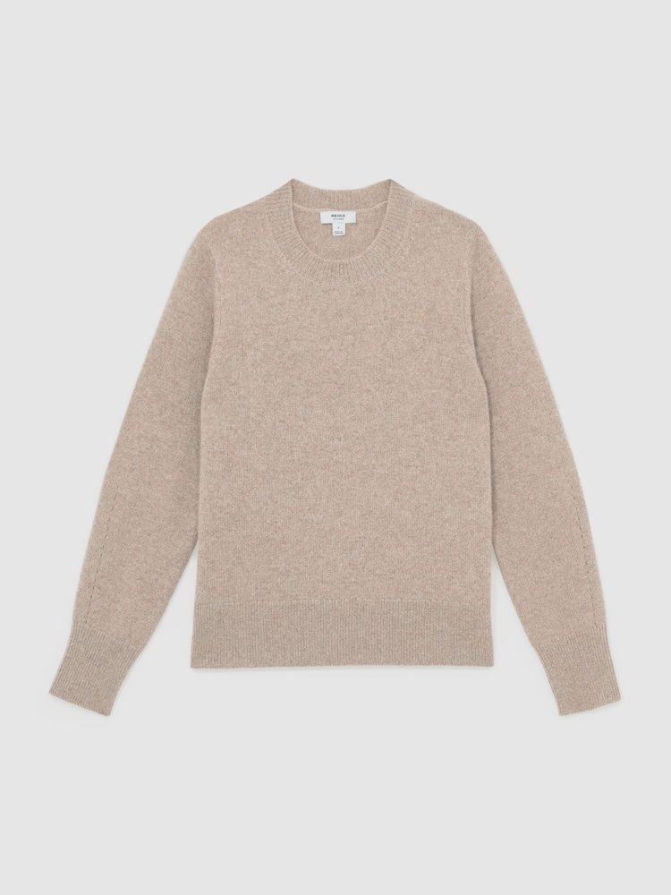 Reiss Oatmeal Neutral Mimi 100% Cashmere Crew-Neck Jumper - Image 2 of 7