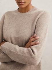 Reiss Oatmeal Neutral Mimi 100% Cashmere Crew-Neck Jumper - Image 3 of 7