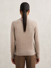 Reiss Oatmeal Neutral Mimi 100% Cashmere Crew-Neck Jumper - Image 5 of 7