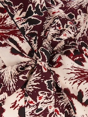 Reiss Burgundy/Cream Lora Printed Tie-Waist Flippy Mini Dress - Image 7 of 7