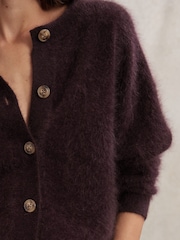 Reiss Burgundy Mel 100% Brushed Cashmere Cardigan - Image 4 of 7