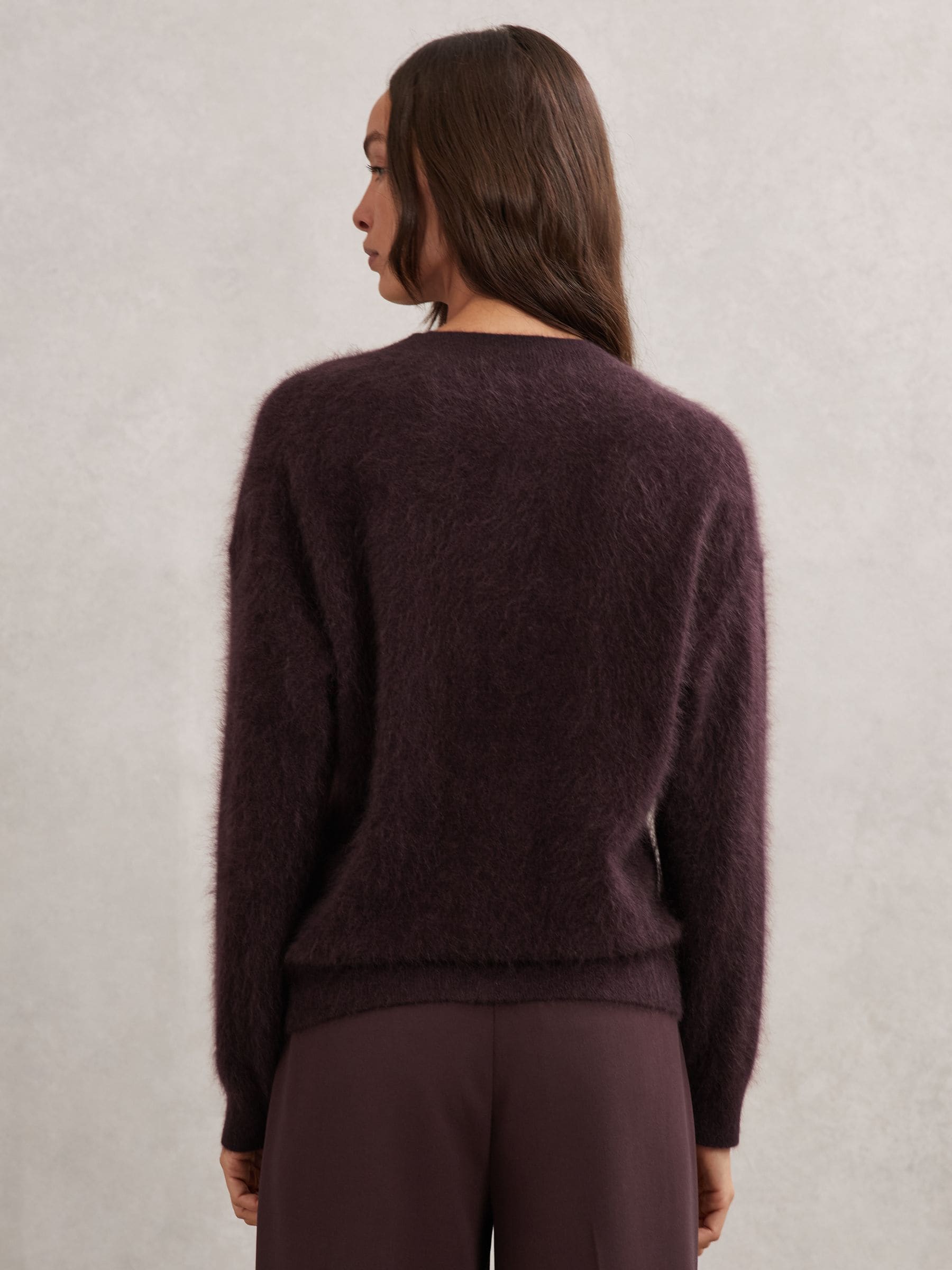 Buy Reiss Burgundy Mel 100% Brushed Cashmere Cardigan from the