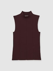 Reiss Burgundy Milan High Neck Sleeveless Top - Image 2 of 7