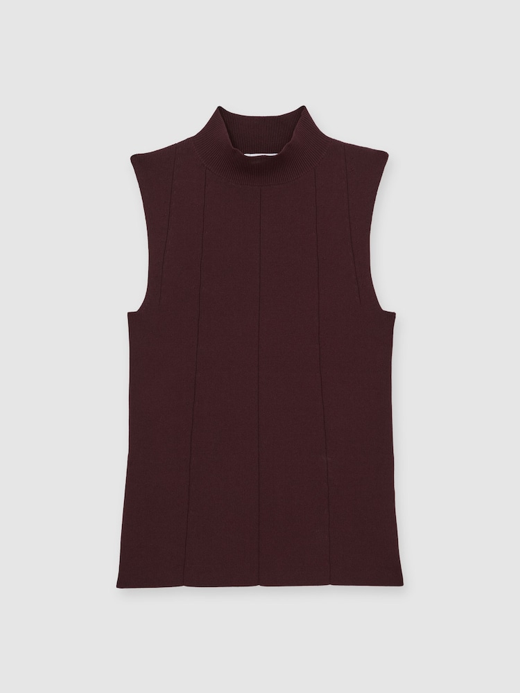 Reiss Burgundy Milan High Neck Sleeveless Top - Image 2 of 7