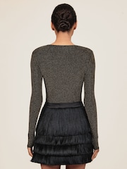 Reiss Gold Saraphina Metallic-Knit Long-Sleeve Top - Image 3 of 5
