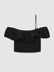 Reiss Black Sabrina Sculptural Strapless Top - Image 2 of 7