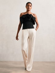 Reiss Black Sabrina Sculptural Strapless Top - Image 3 of 7