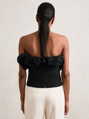 Reiss Black Sabrina Sculptural Strapless Top - Image 5 of 7