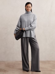 Reiss Grey Harri Wool Zip-Detail Funnel-Neck Jumper - Image 3 of 9