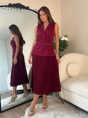 Girl In Mind Agatha Pleated Skirt Waistcoat Dress - Image 5 of 6