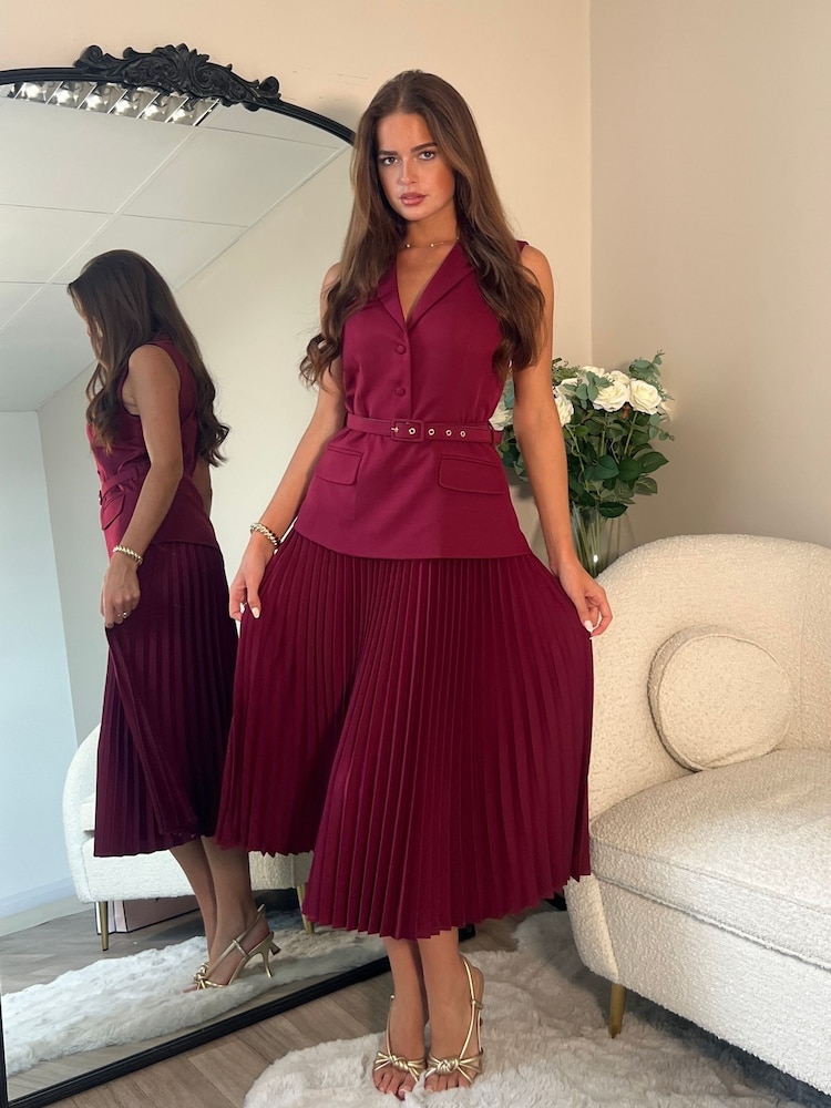 Girl In Mind Agatha Pleated Skirt Waistcoat Dress - Image 6 of 6