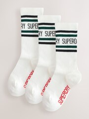 أبيض - Superdry Socks 3 Pack - صورة 1 من 6