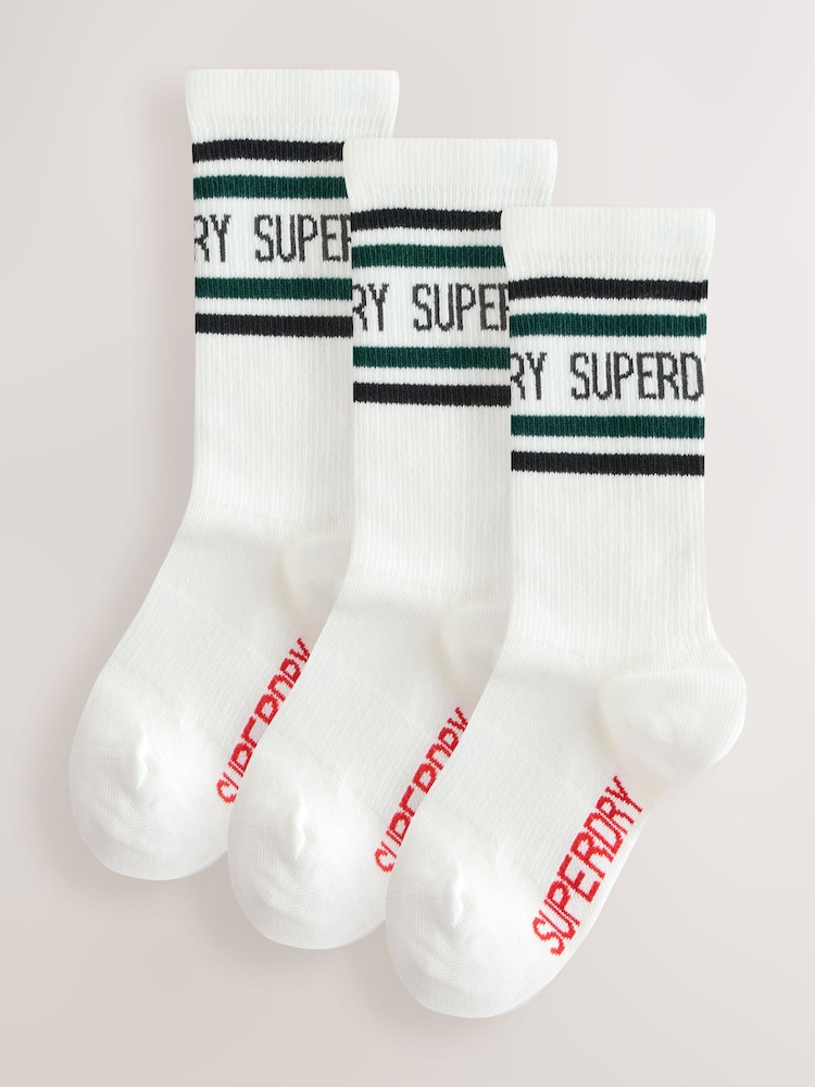 أبيض - Superdry Socks 3 Pack - صورة 1 من 6