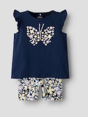 Name It Blue Butterfly Print T-Shirt And Cycling Top & Short set - Image 1 of 3
