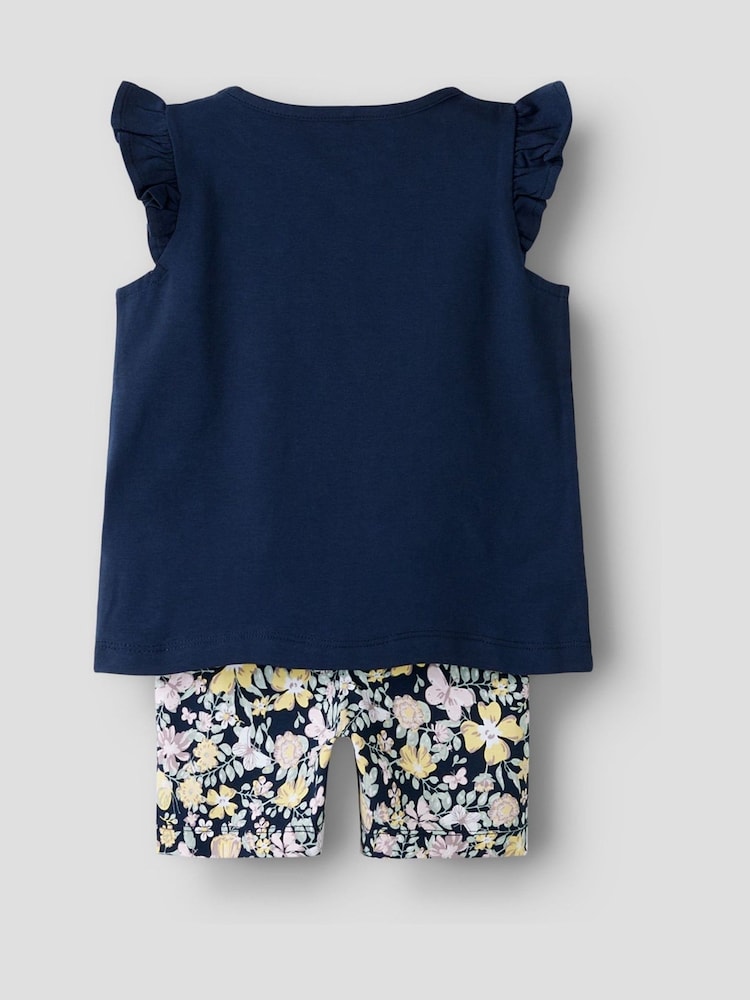 Name It Blue Butterfly Print T-Shirt And Cycling Top & Short set - Image 2 of 3