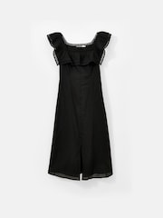Mint Velvet Black Poet Collar Midi Dress - Image 6 of 7